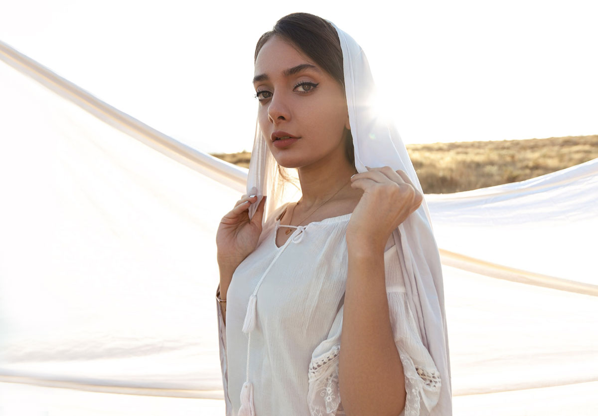 muslim woman in white headscarf