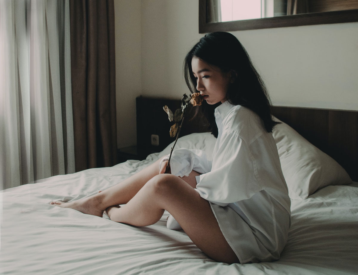 Korean girl on bed