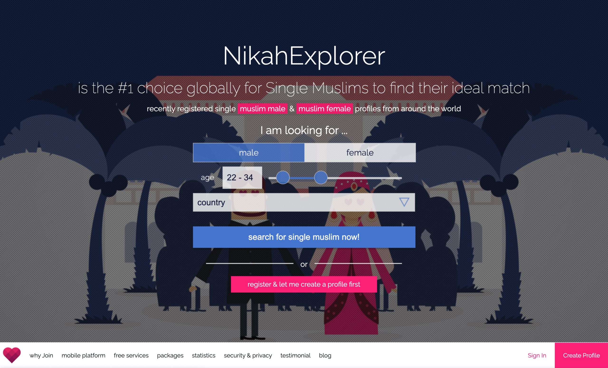 NikahExplorer main page
